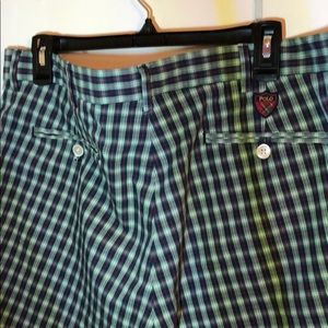 Ralph Lauren Polo Golf Short Men’s Size 34 Plaid Green blue 9.5” inseam
